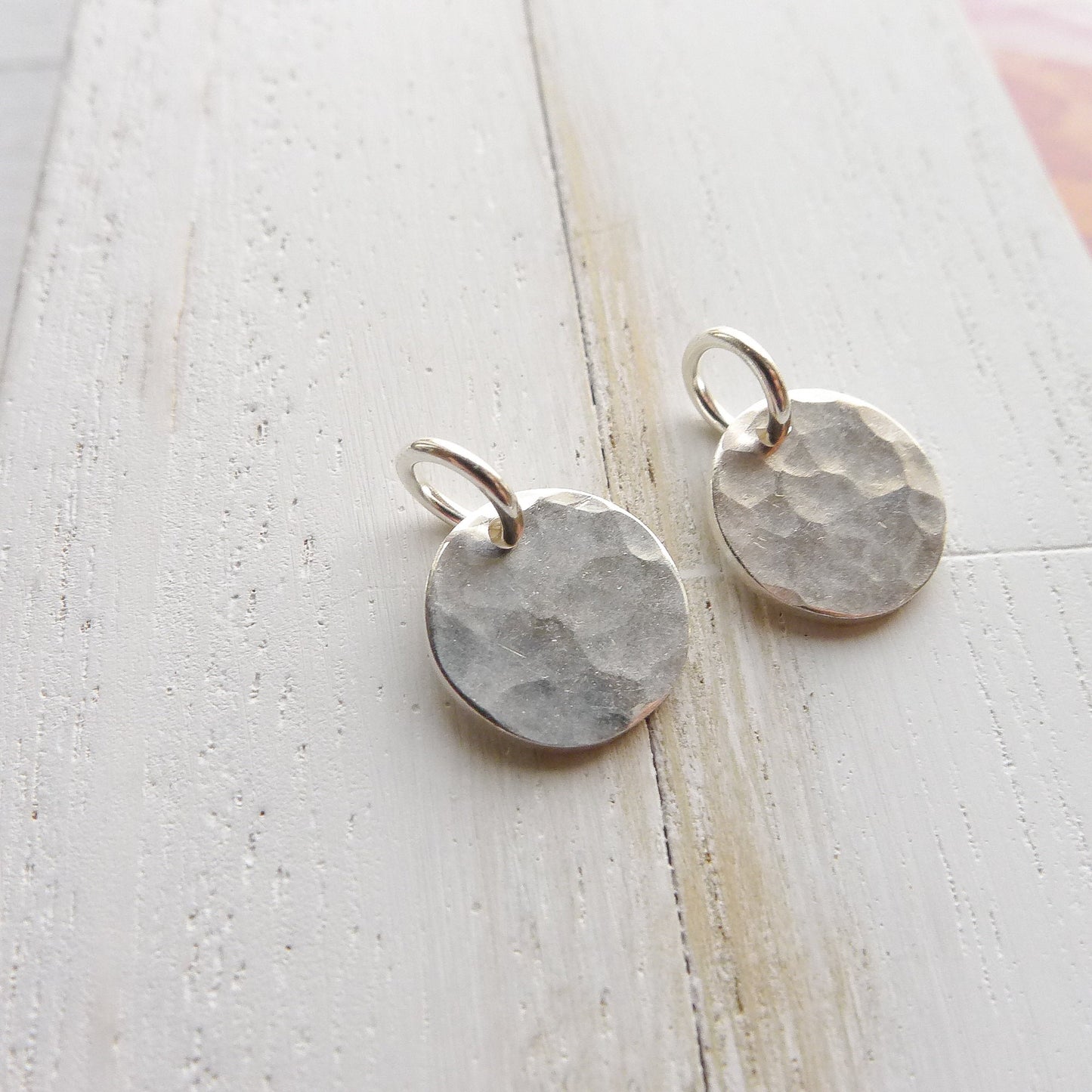 Hammered Disc Charms Circle Pendants