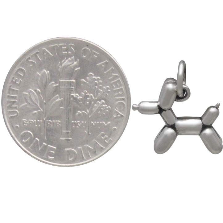 Balloon Animal Dog Charm in Sterling Silver