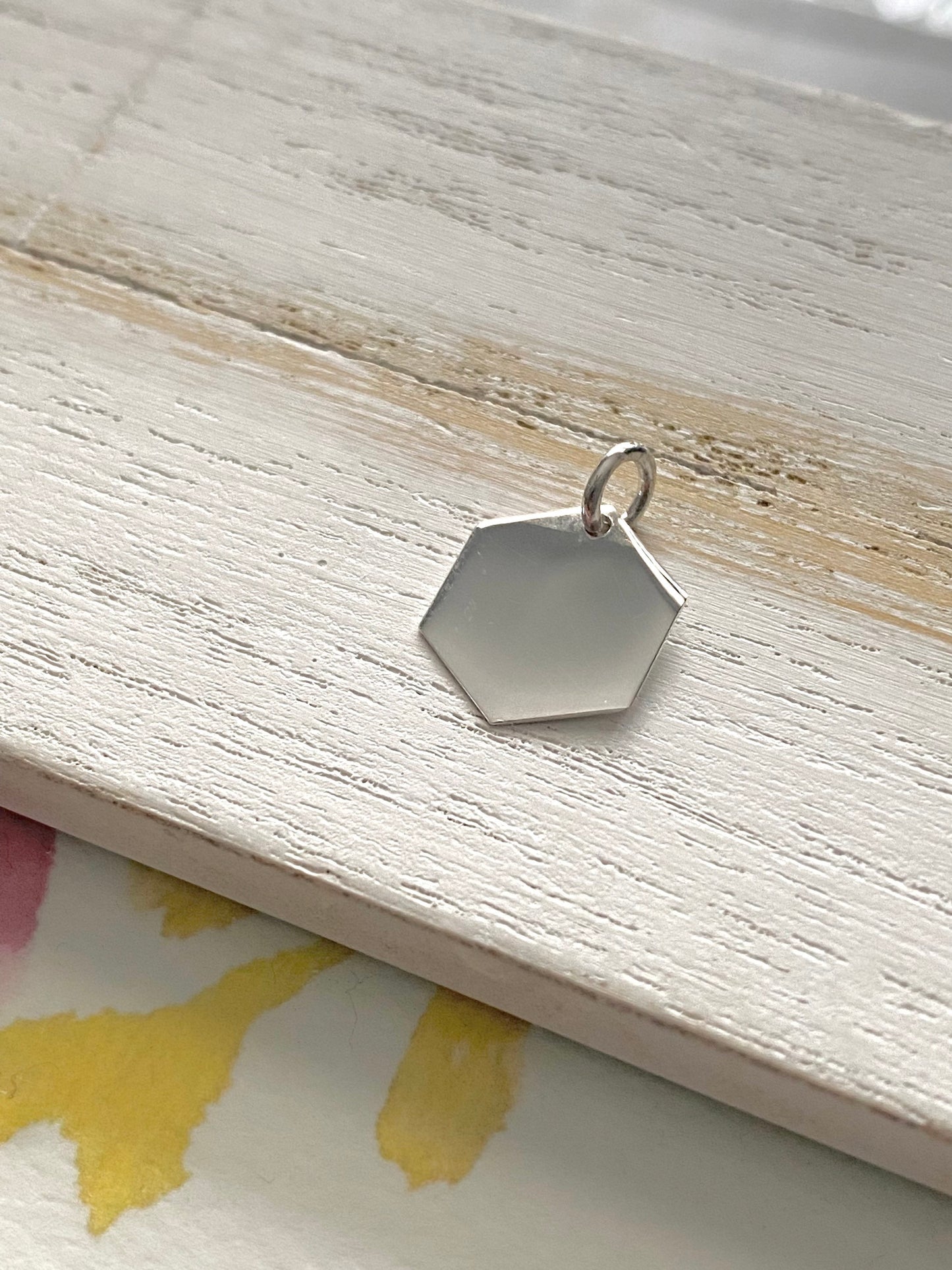 Hexagon Charm Geometric Sterling Silver