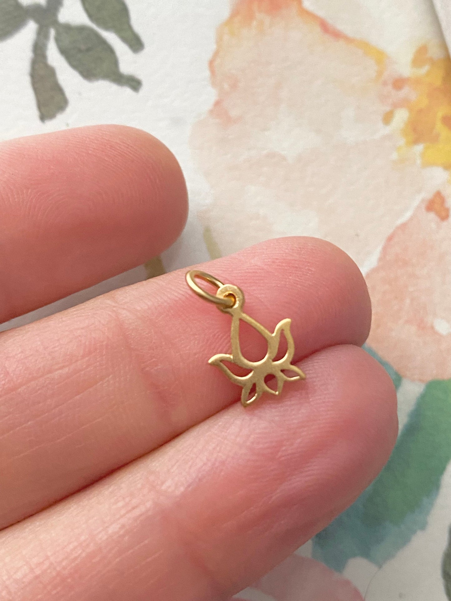 Gold Lotus Charm Vermeil Pendant