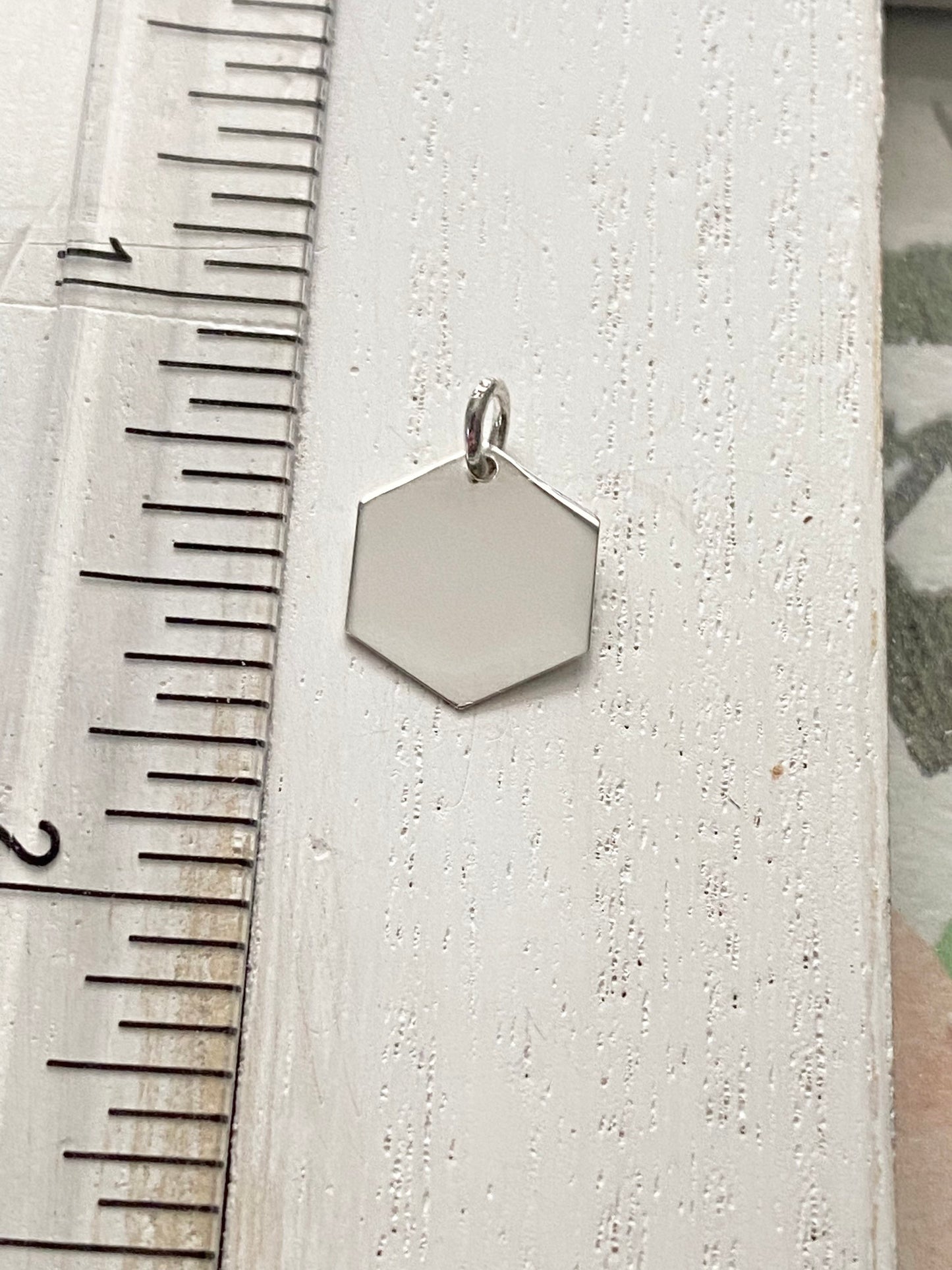 Hexagon Charm Geometric Sterling Silver Pendant