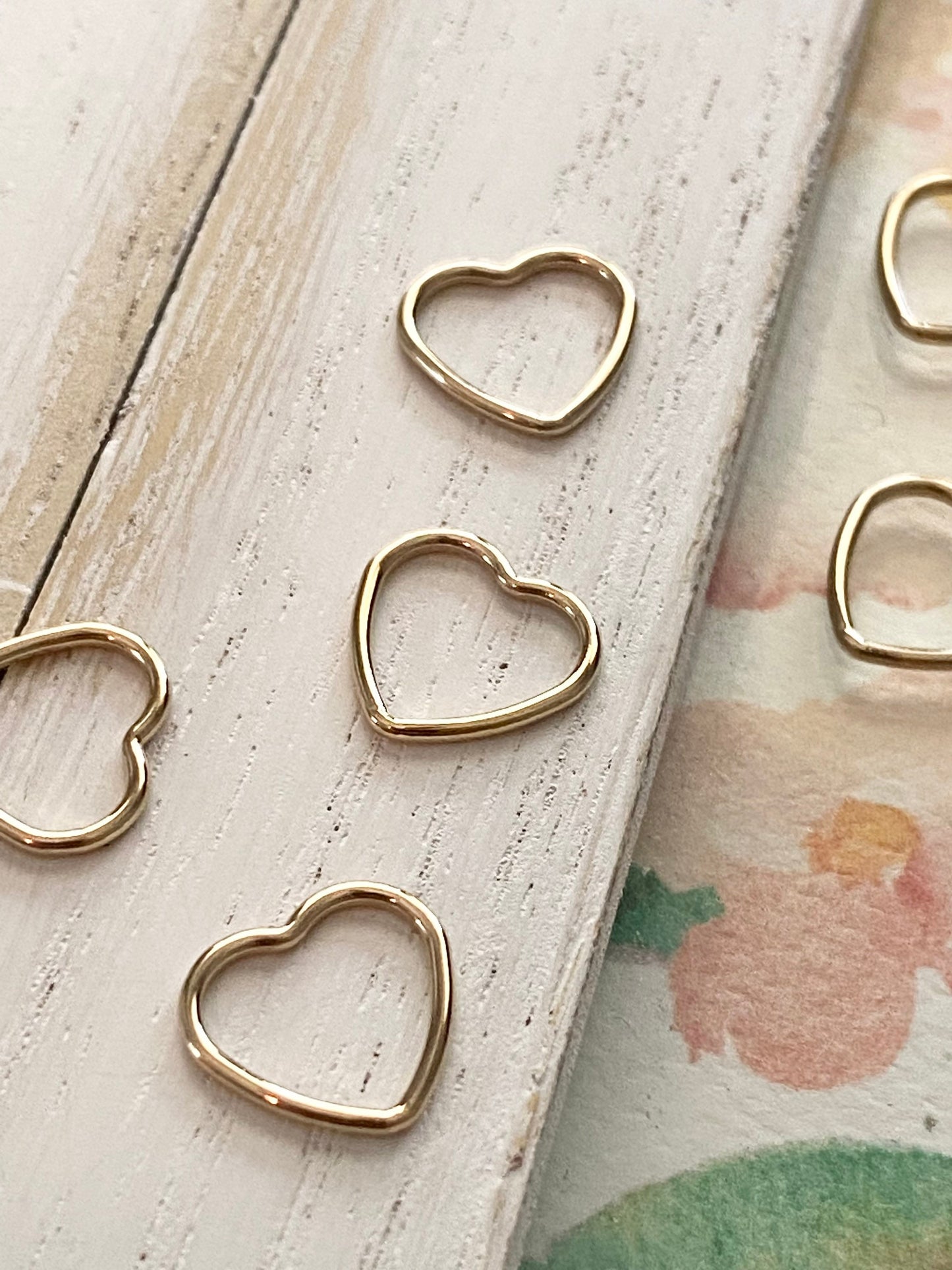 Open Heart Charm Link Small Gold Filled or Sterling Silver
