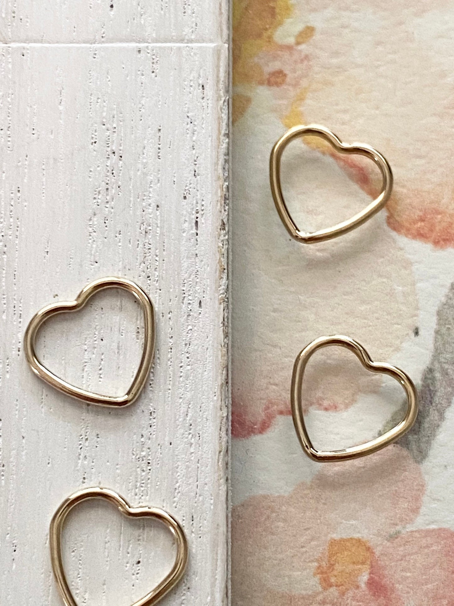 Open Heart Charm Link Small Gold Filled or Sterling Silver