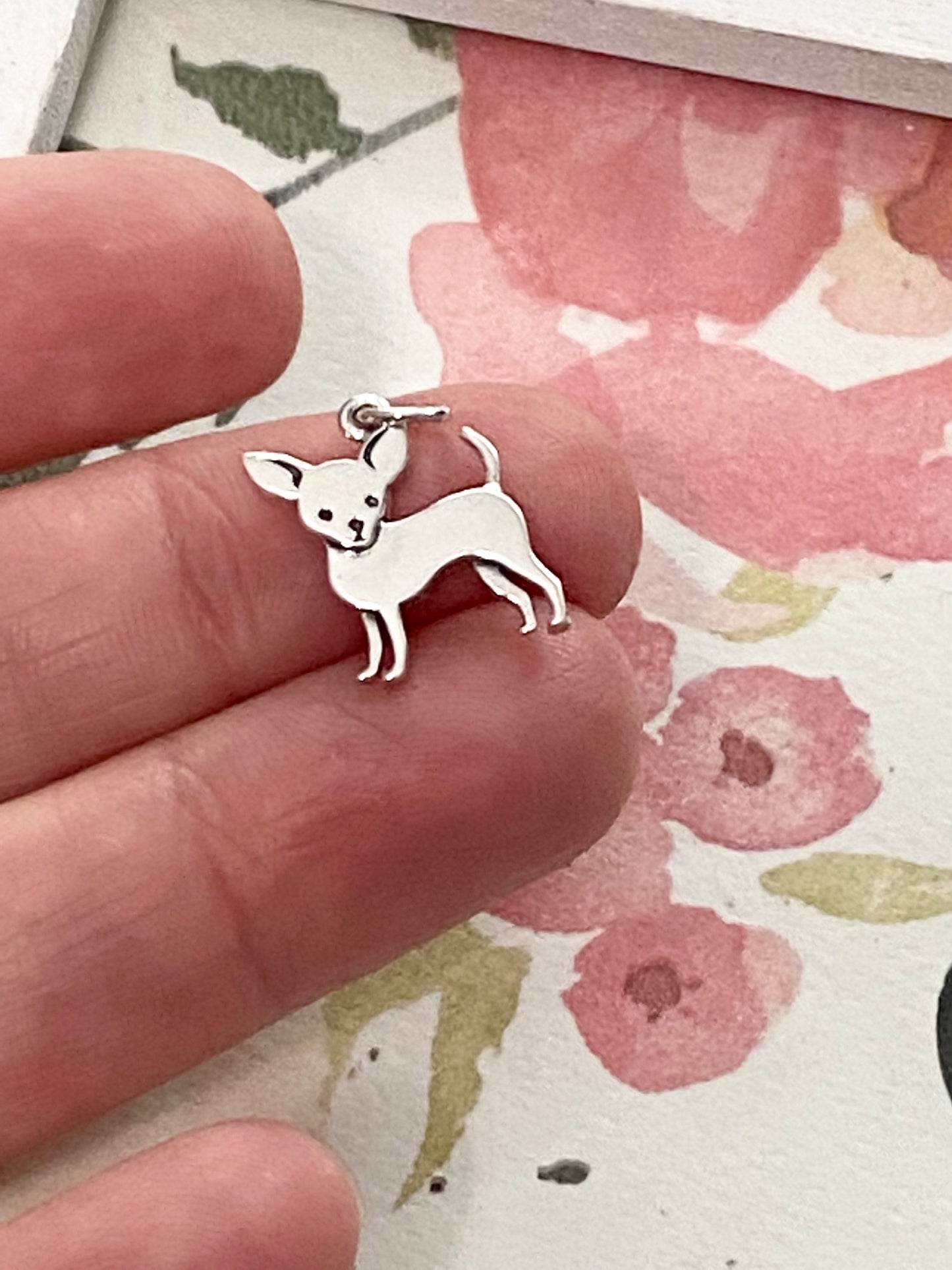 Chihuahua Charm Sterling Silver Dog Pendant
