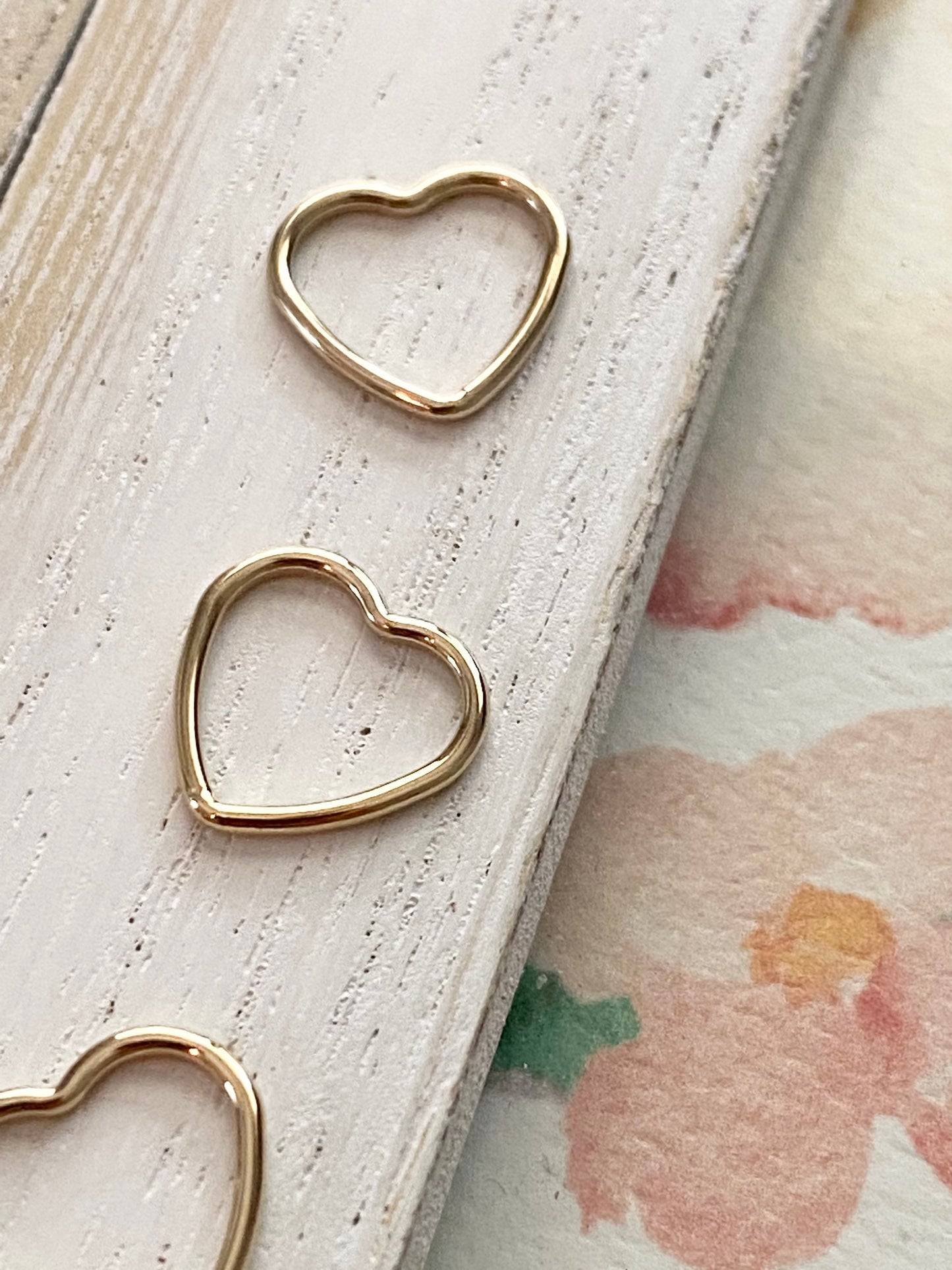 Open Heart Charm Link Small Gold Filled or Sterling Silver