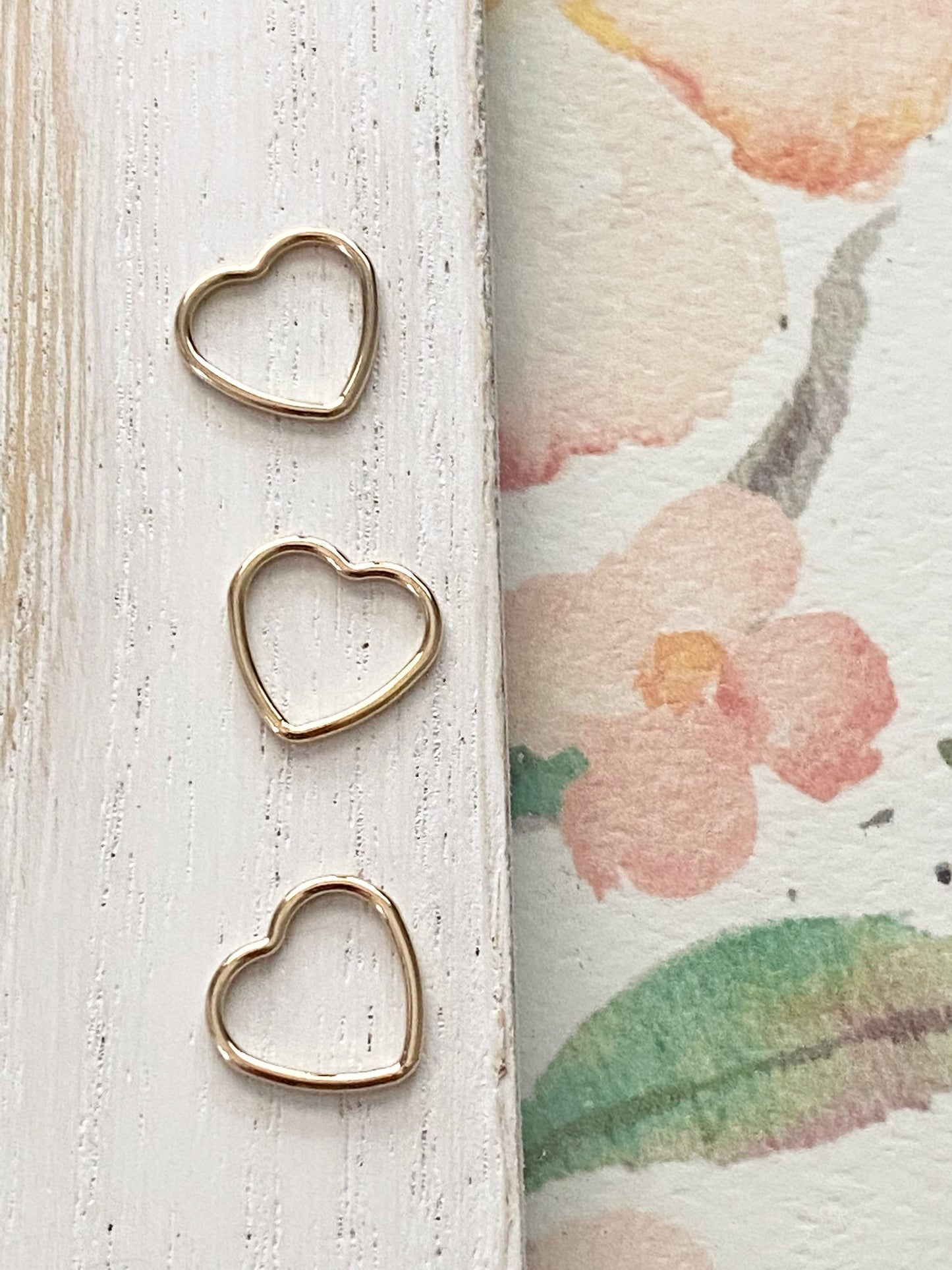 Wire Heart Charm Link Gold Filled Tiny Open Heart