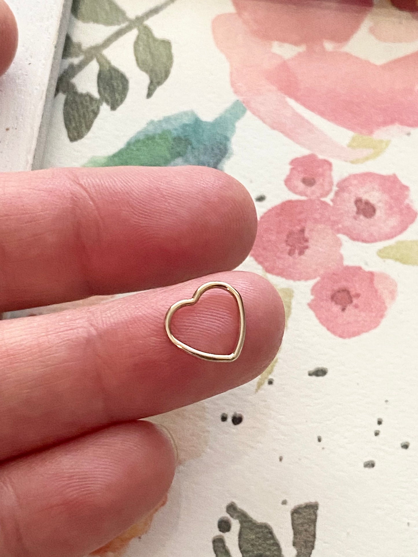 Open Heart Charm Link Small Gold Filled or Sterling Silver