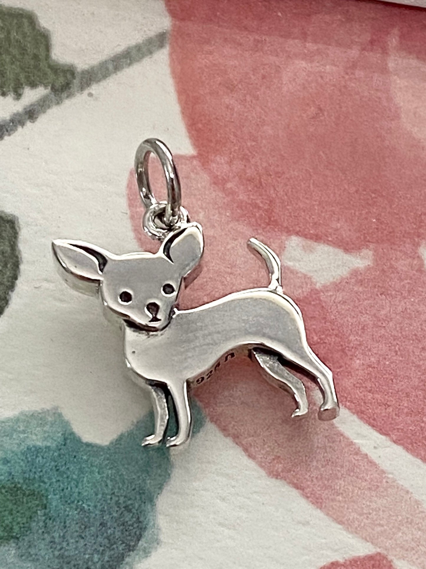 Chihuahua Charm Sterling Silver Dog Pendant