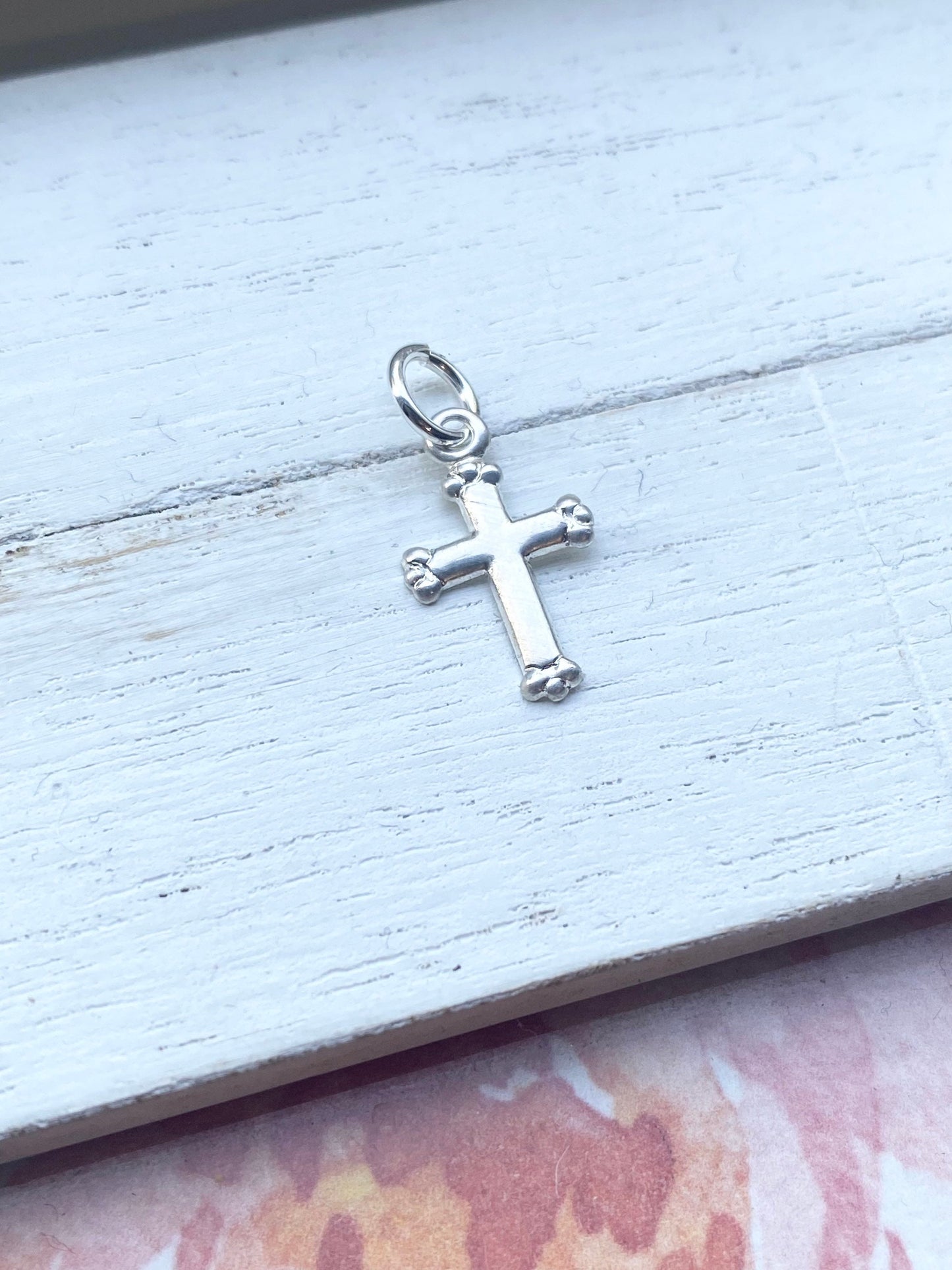 Tiny Ornate Silver Cross Charm