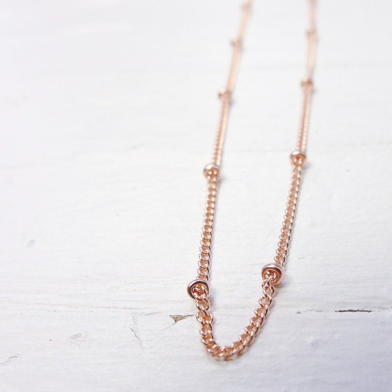 Rose Gold Filled Beaded Ball Chain Satellite Chains Finished 18 inches
