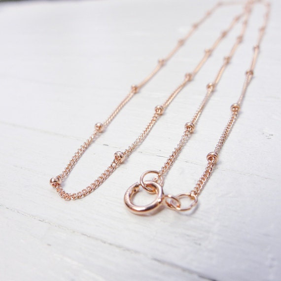 Rose Gold Filled Beaded Ball Chain Satellite Chains Finished 18 inches