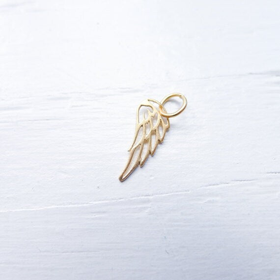 Gold Wing Charm Gogeous Sterling Silver Gold Plated Angel Charm Vermeil Pendant