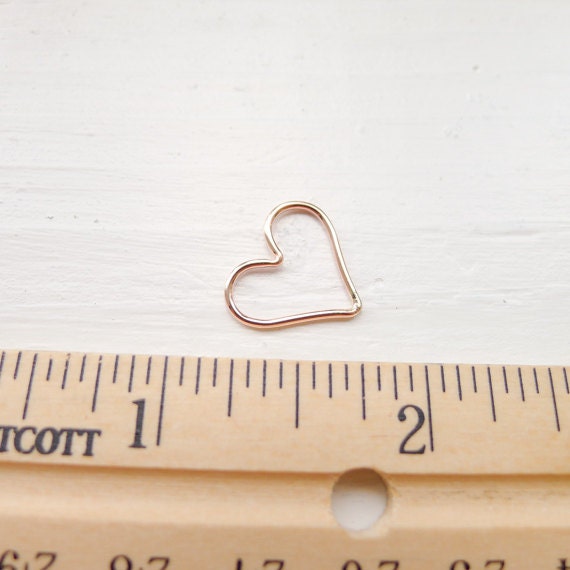 Rose Gold Filled Open Heart Charm Link Pendant Wire Hearts
