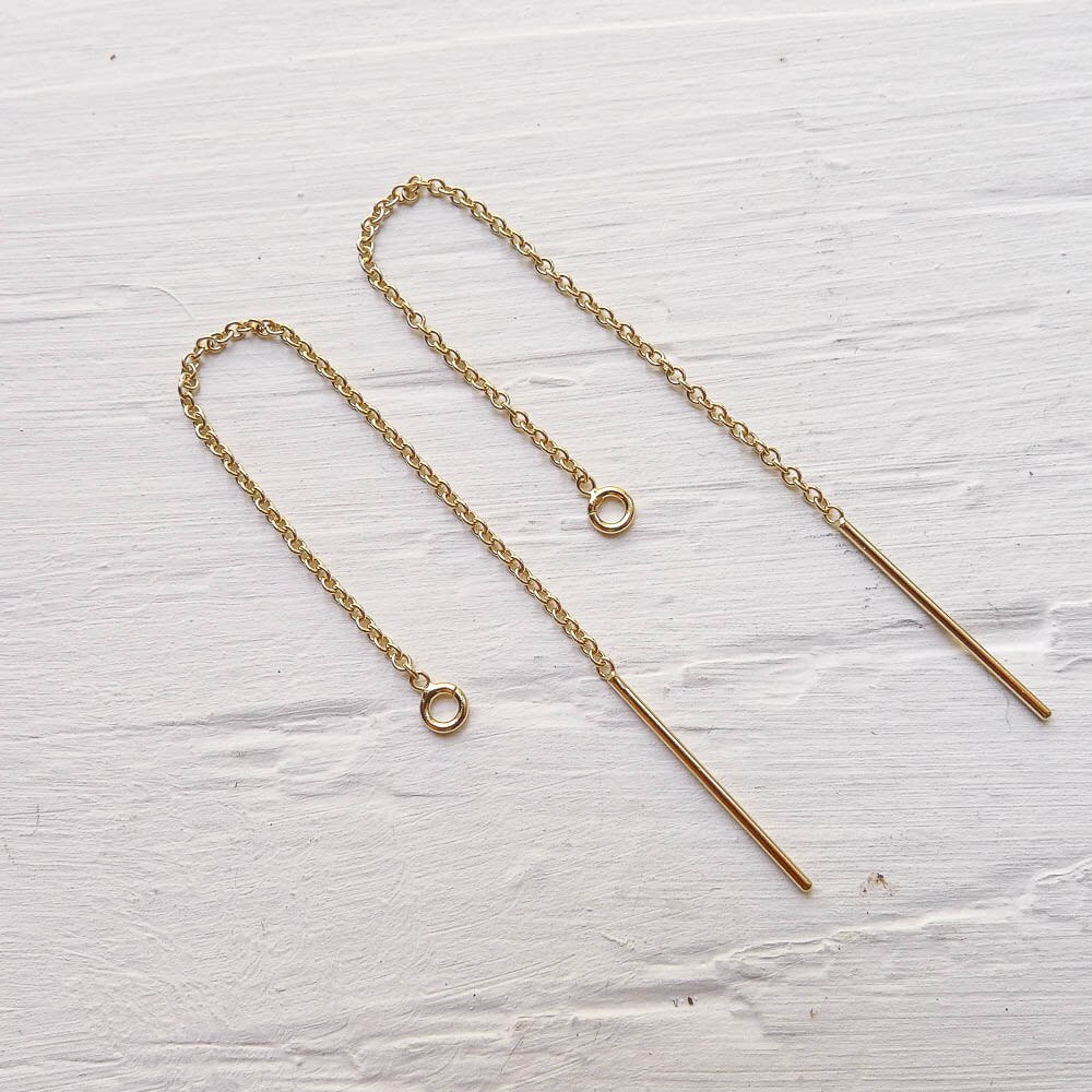 Gold Fill Thread Earrings Threader Earwires in Goldfilled Earring Findings