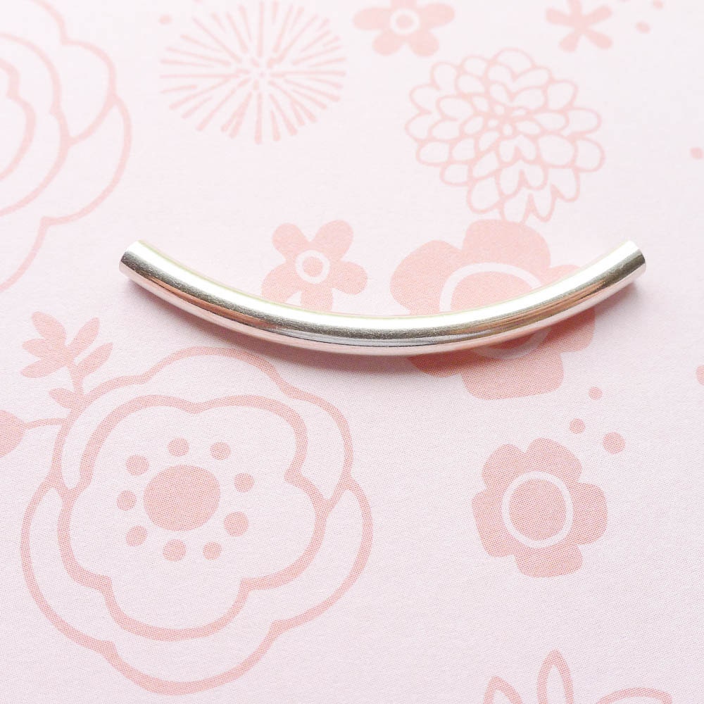 Sterling Silver Curved Tube Jewelry Making Findings Tube Beads
