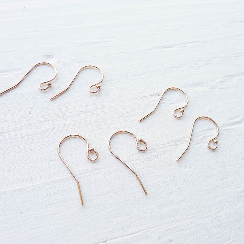 Rose Gold Filled French Hook Earwires with Balls Earring Findings Pair