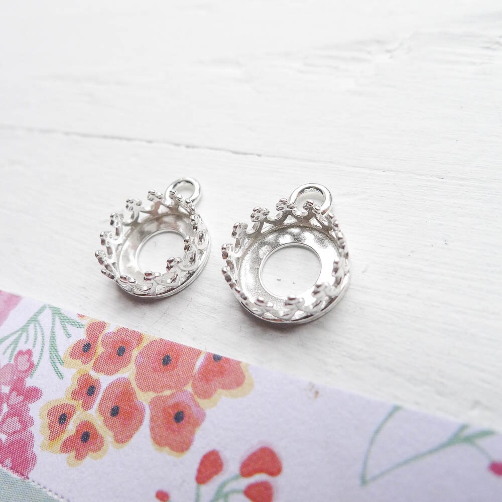 Crown Bezel Drop Sterling Silver 8mm