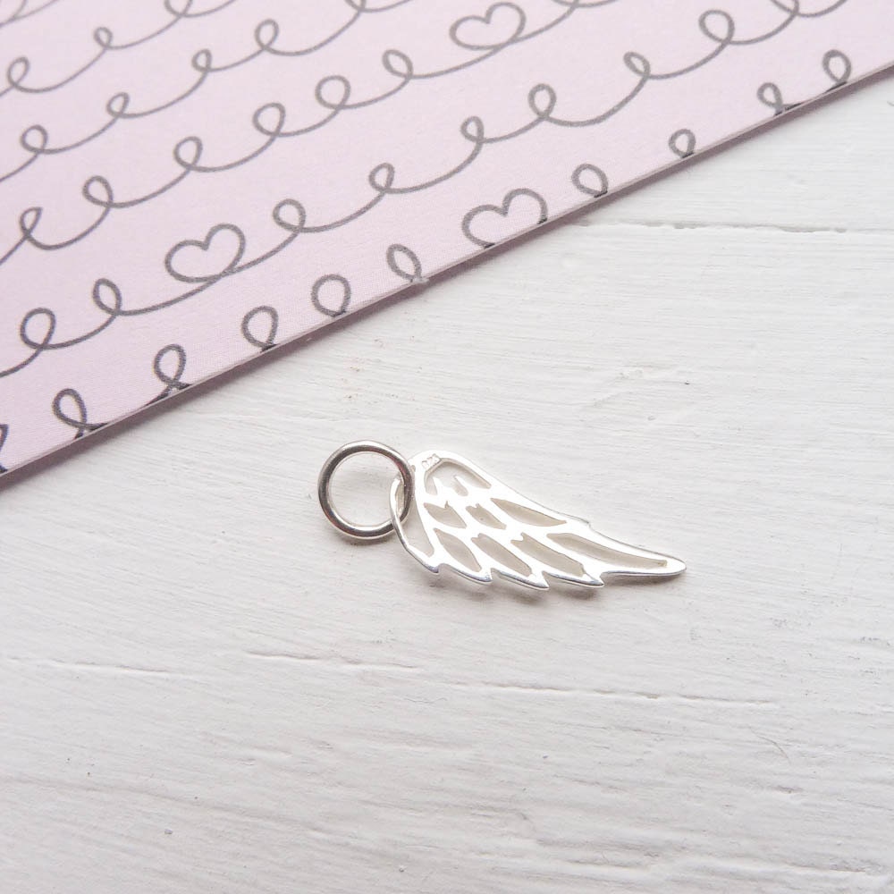 Sterling Silver Angel Wing Charm Jewelry Making Supplies and Materials