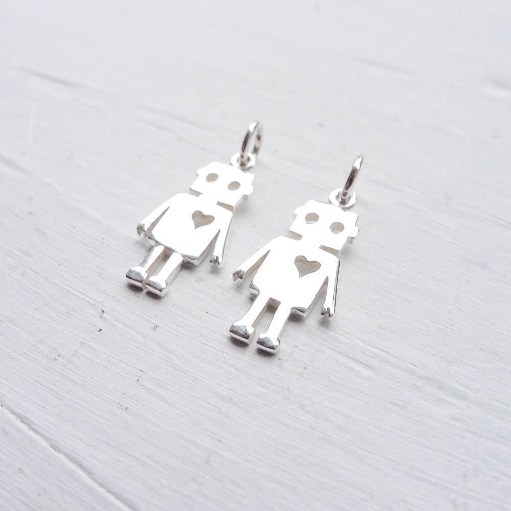 Robot Charm Sterling Silver