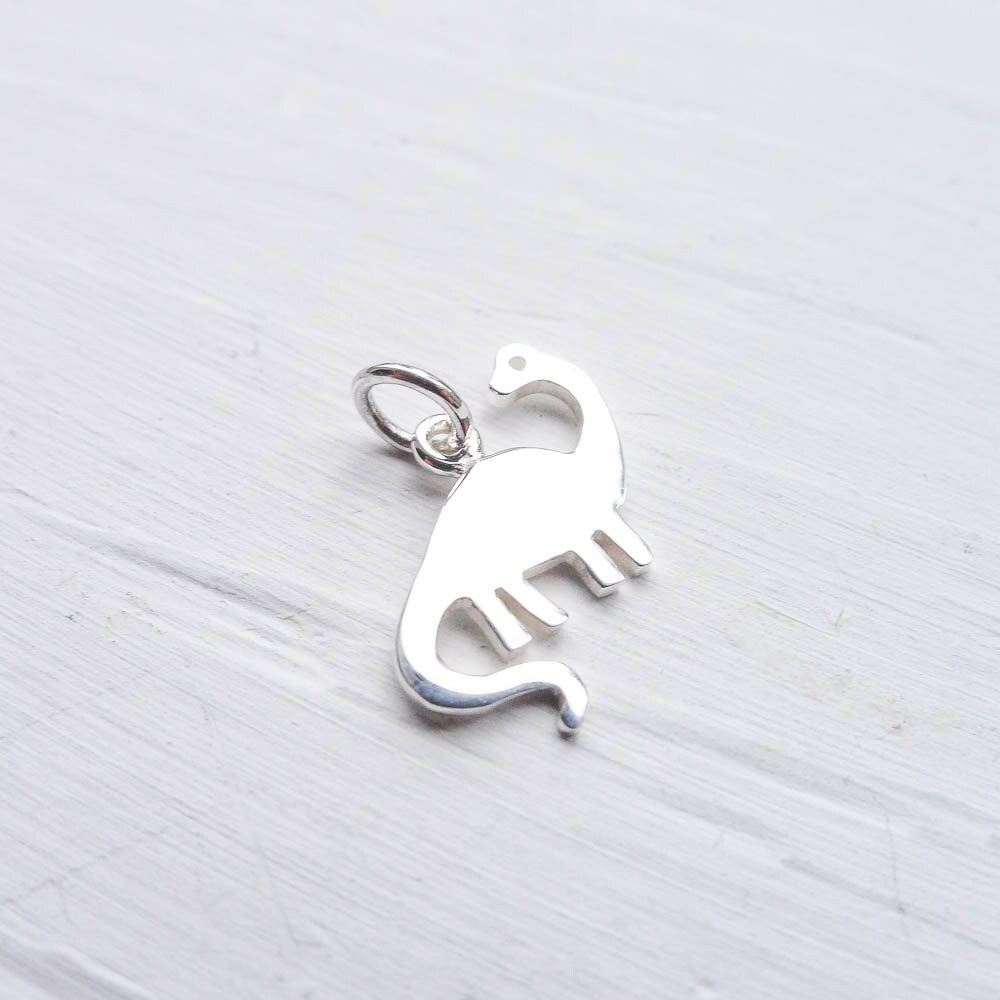 Dinosaur Charm Brontosaurus Pendant Adorable Charming Sterling Silver Jewelry Making Supplies
