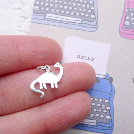 Dinosaur Charm Brontosaurus Pendant Adorable Charming Sterling Silver Jewelry Making Supplies