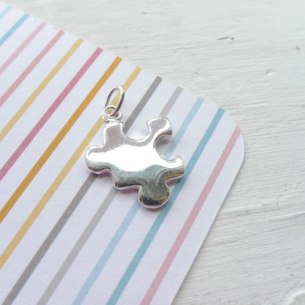 Puzzle Piece Charm Sterling Silver Jigsaw Puzzle Pendant