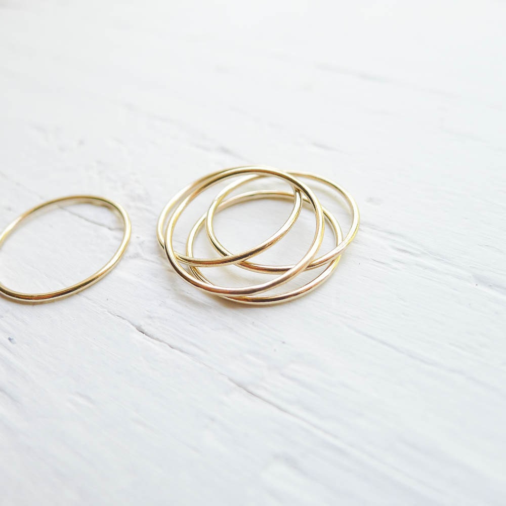 Skinny Stacking Rings in Sterling Silver Yellow and Rose Gold Filled