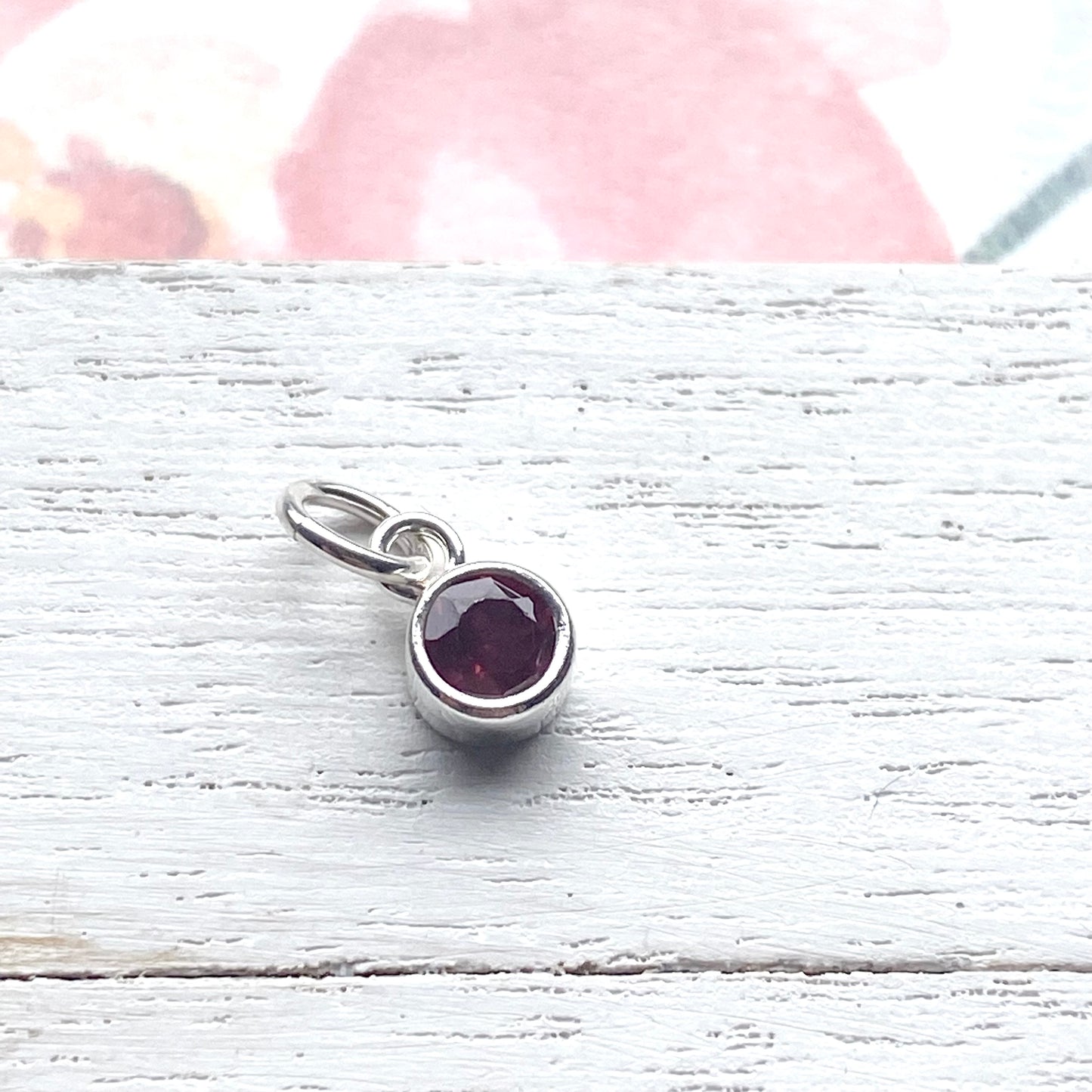 Garnet Charm with Sterling Silver Bezel January Birthstone 4mm Gemstone