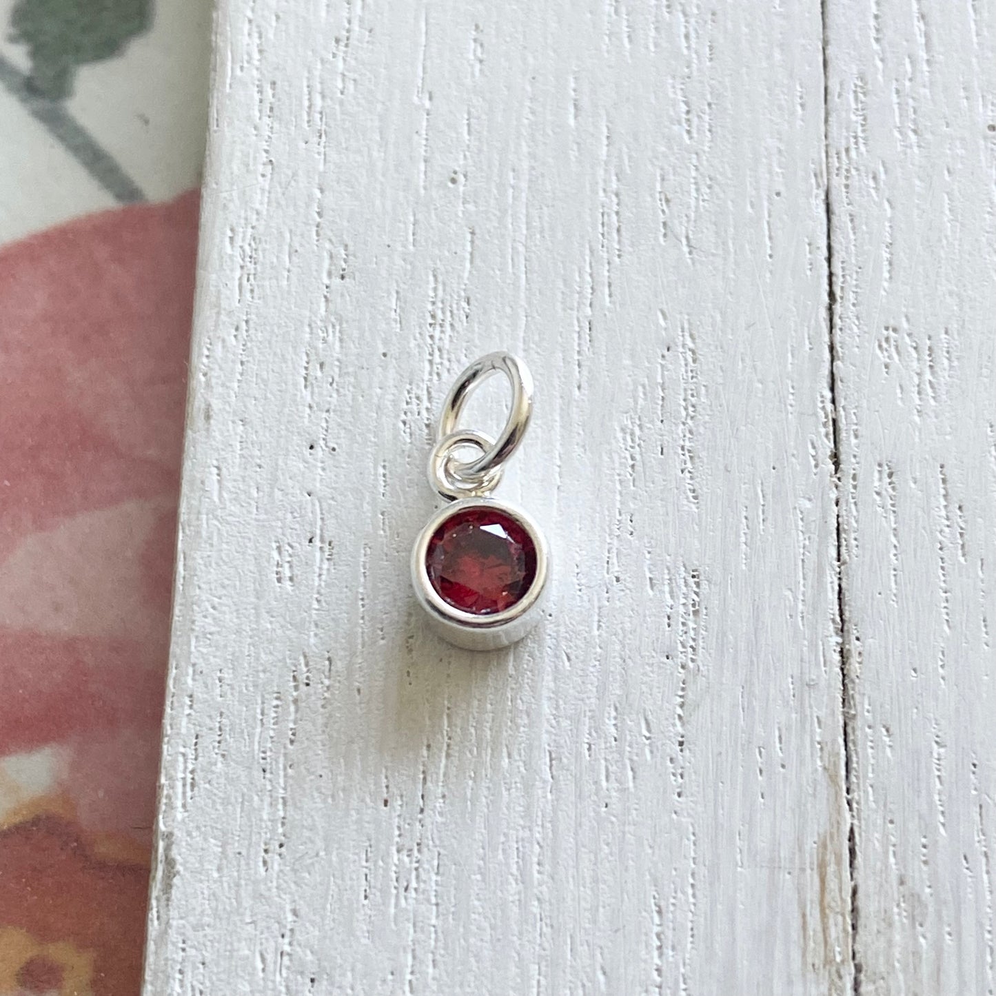 January Birthstone CZ Charm 4mm Red Garnet