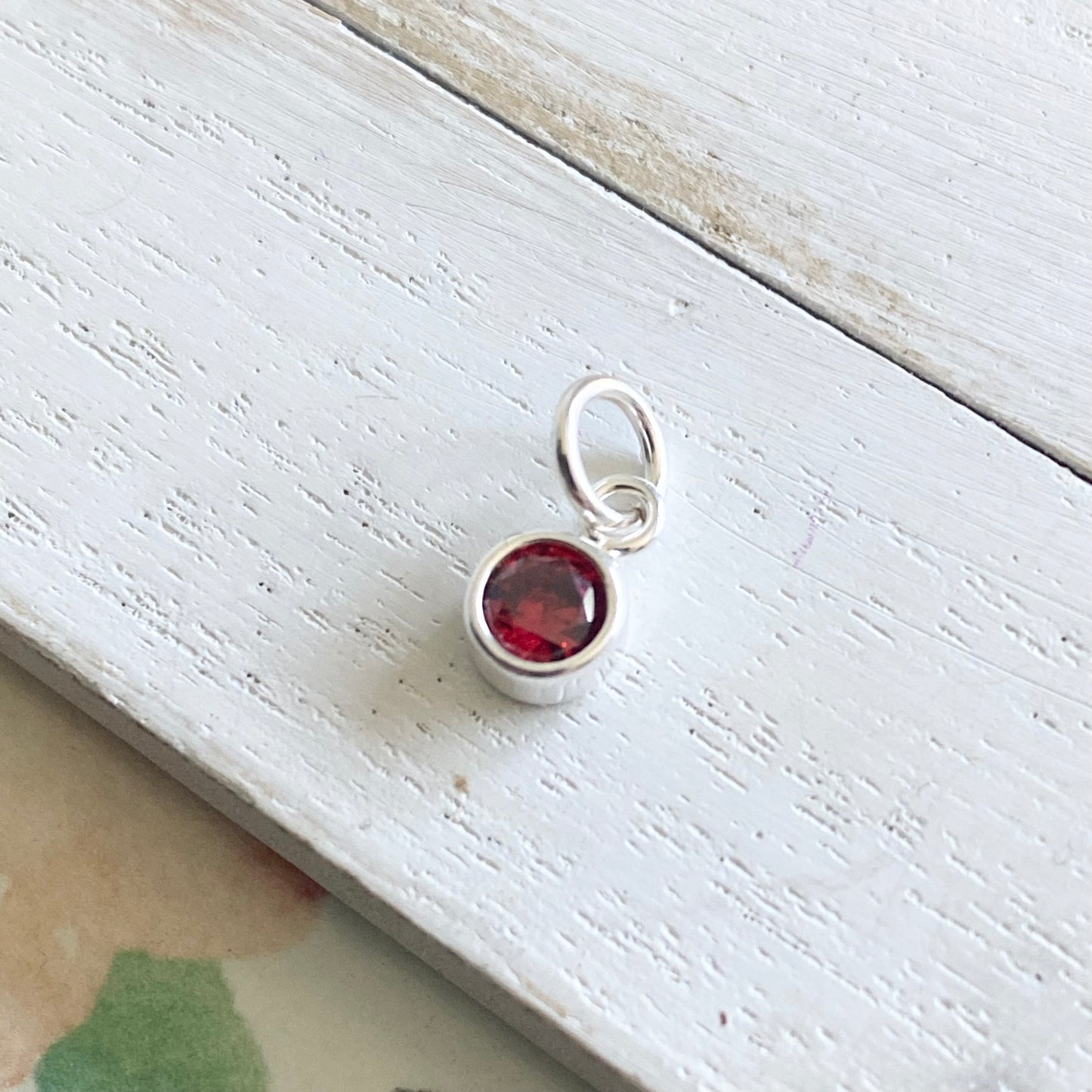 January Birthstone CZ Charm 4mm Red Garnet