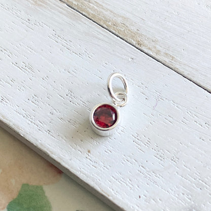 January Birthstone CZ Charm 4mm Red Garnet