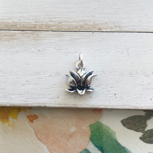 Lotus Flower Charm in Sterling Silver