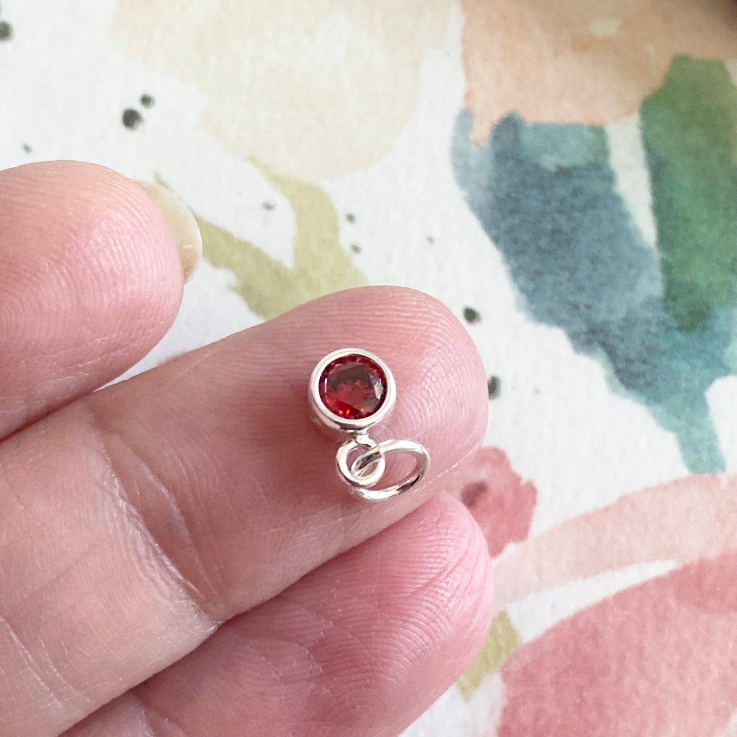 January Birthstone CZ Charm 4mm Red Garnet