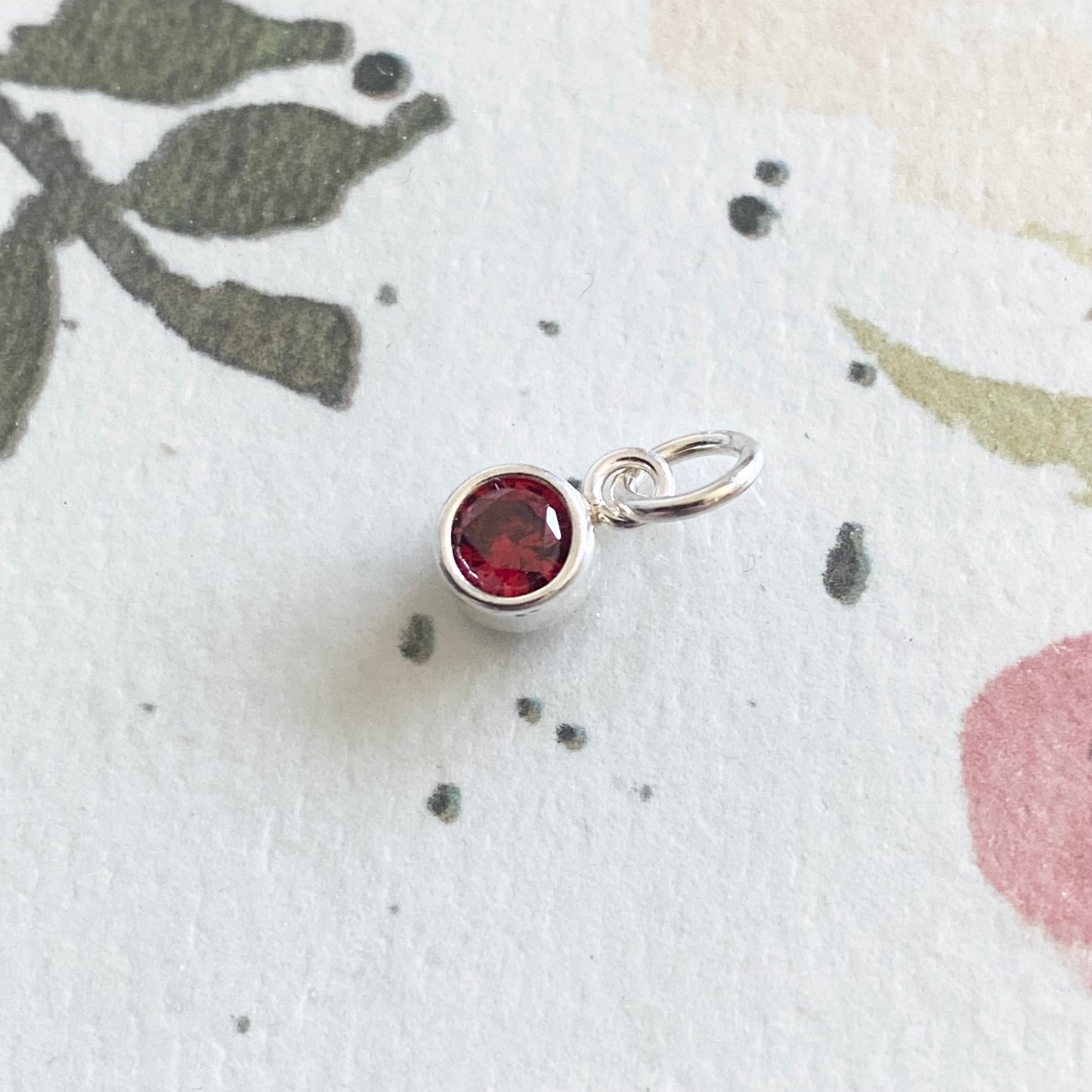 January Birthstone CZ Charm 4mm Red Garnet