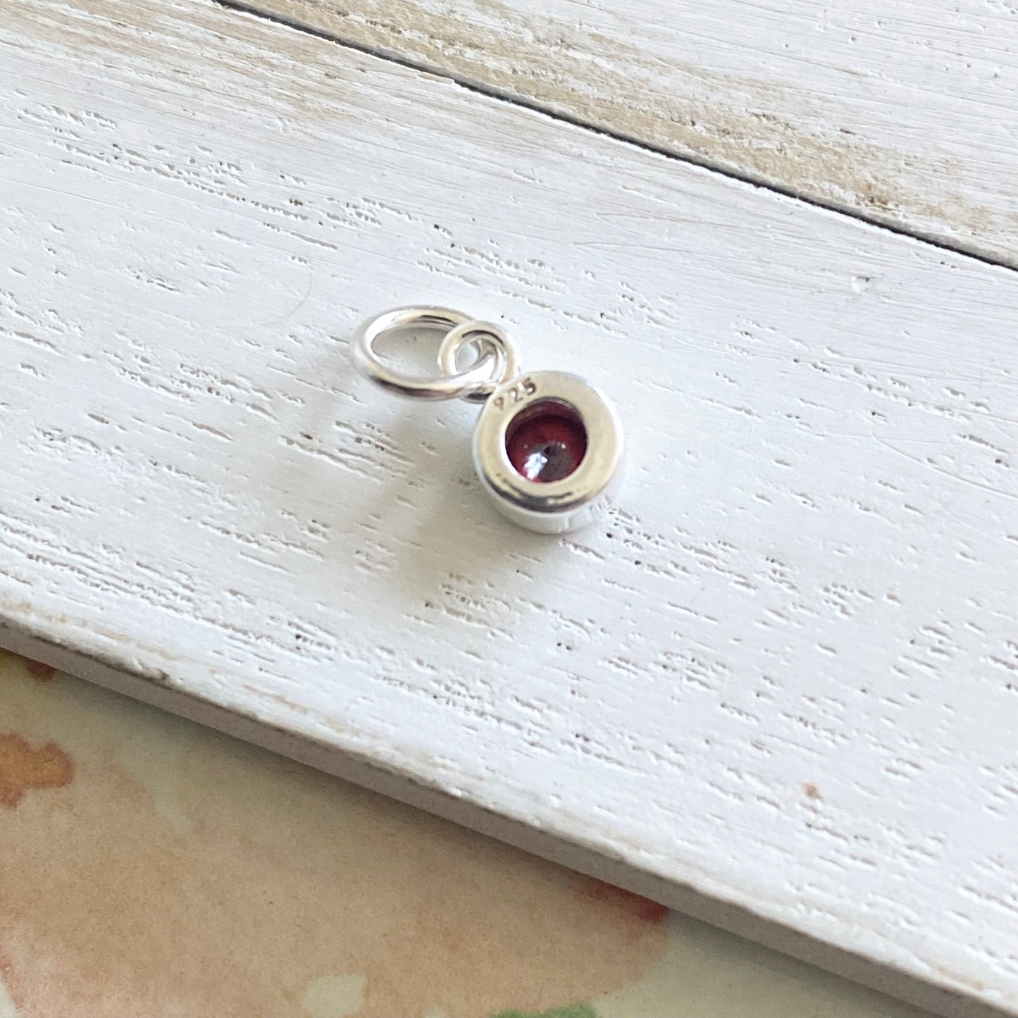 January Birthstone CZ Charm 4mm Red Garnet