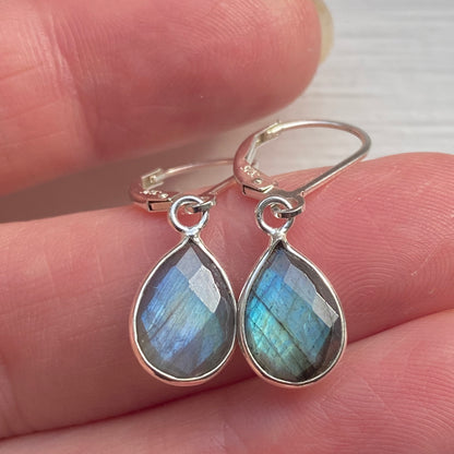 Labradorite Sterling Silver Leverback Earrings