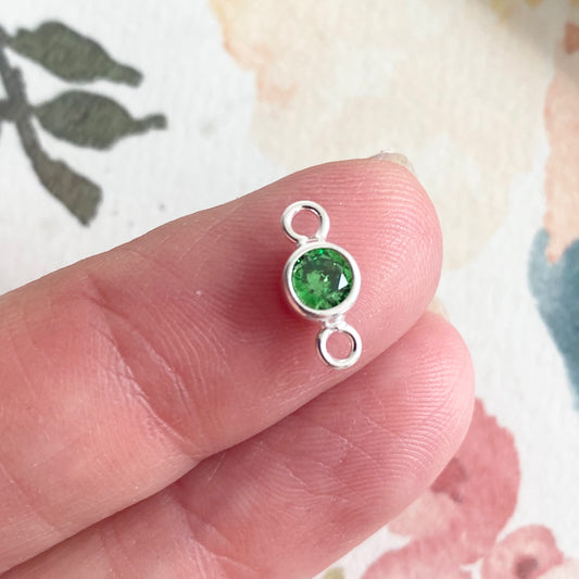 May Birthstone Link 4mm Emerald CZ Sterling Silver (CHSKB42MAY)