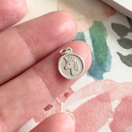 Unicorn Medallion Charm Sterling Silver (CH67S)