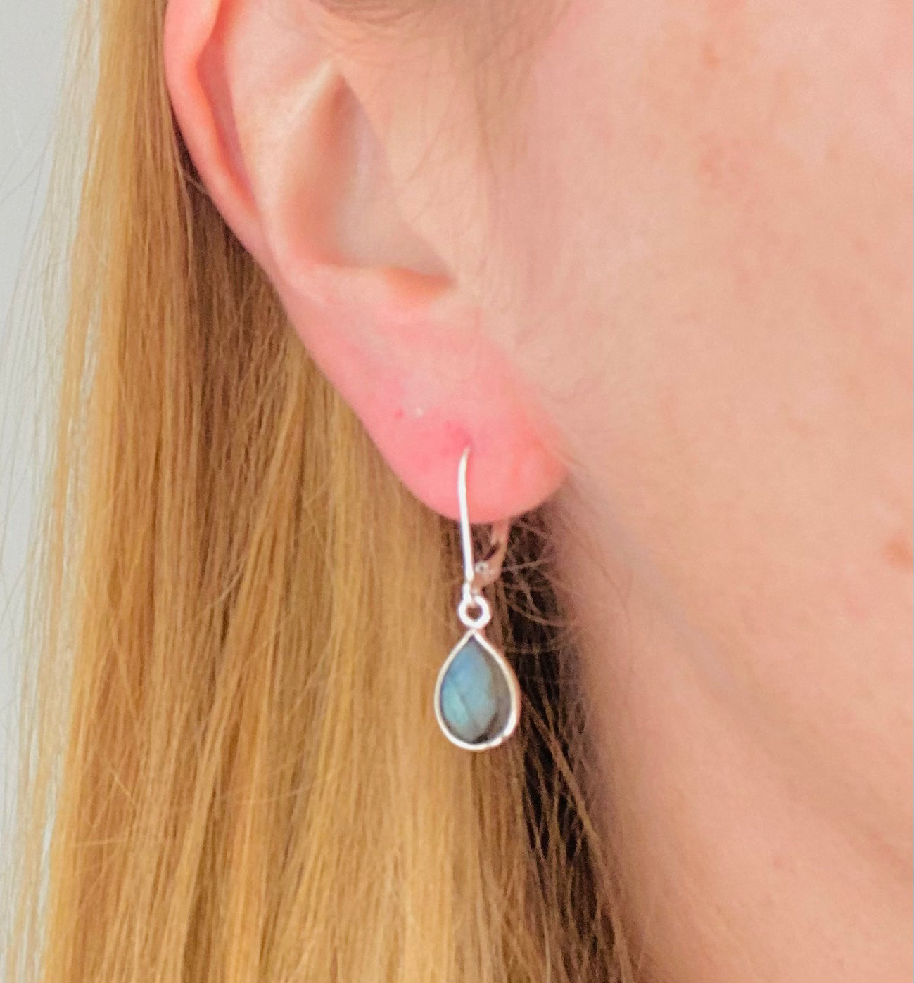 Labradorite Sterling Silver Leverback Earrings