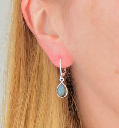 Labradorite Sterling Silver Leverback Earrings