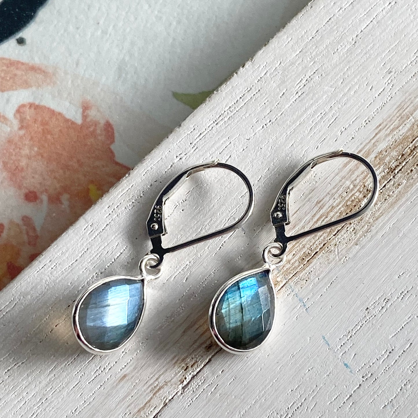 Labradorite Sterling Silver Leverback Earrings