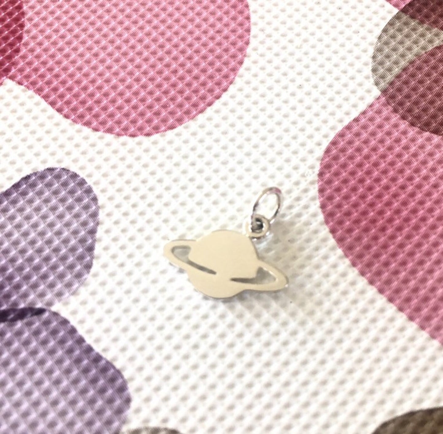 Saturn Charm Sterling Silver Planet Pendant