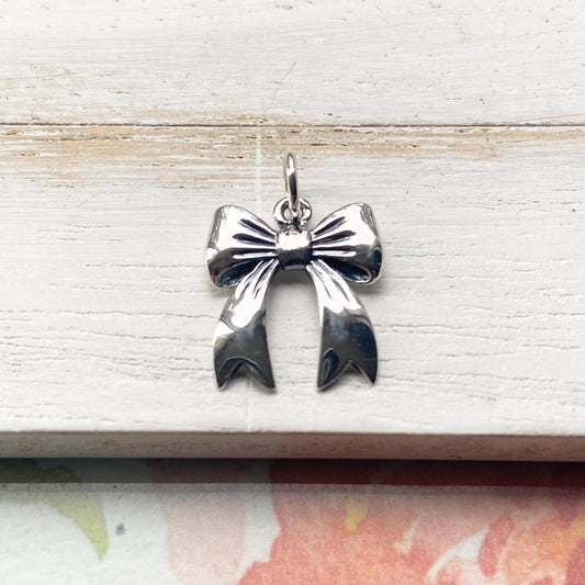Bow Charm Sterling Silver Pendant
