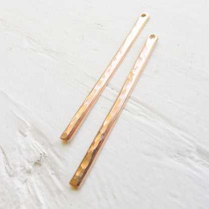Rose Gold Filled Hammered Pink Bar Charm