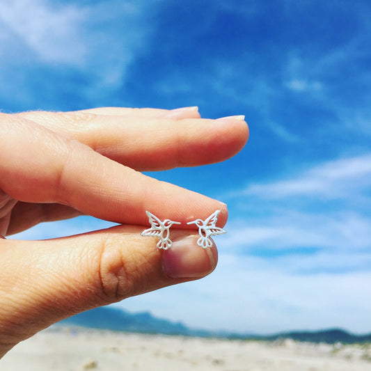 Hummingbird Stud Earrings Sterling Silver