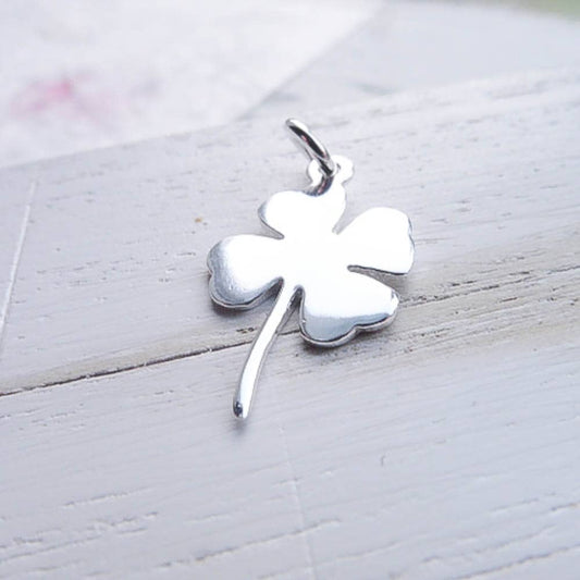 Four Leaf Clover Charm Sterling Silver Lucky St Patricks Day Pendant Luck Irish