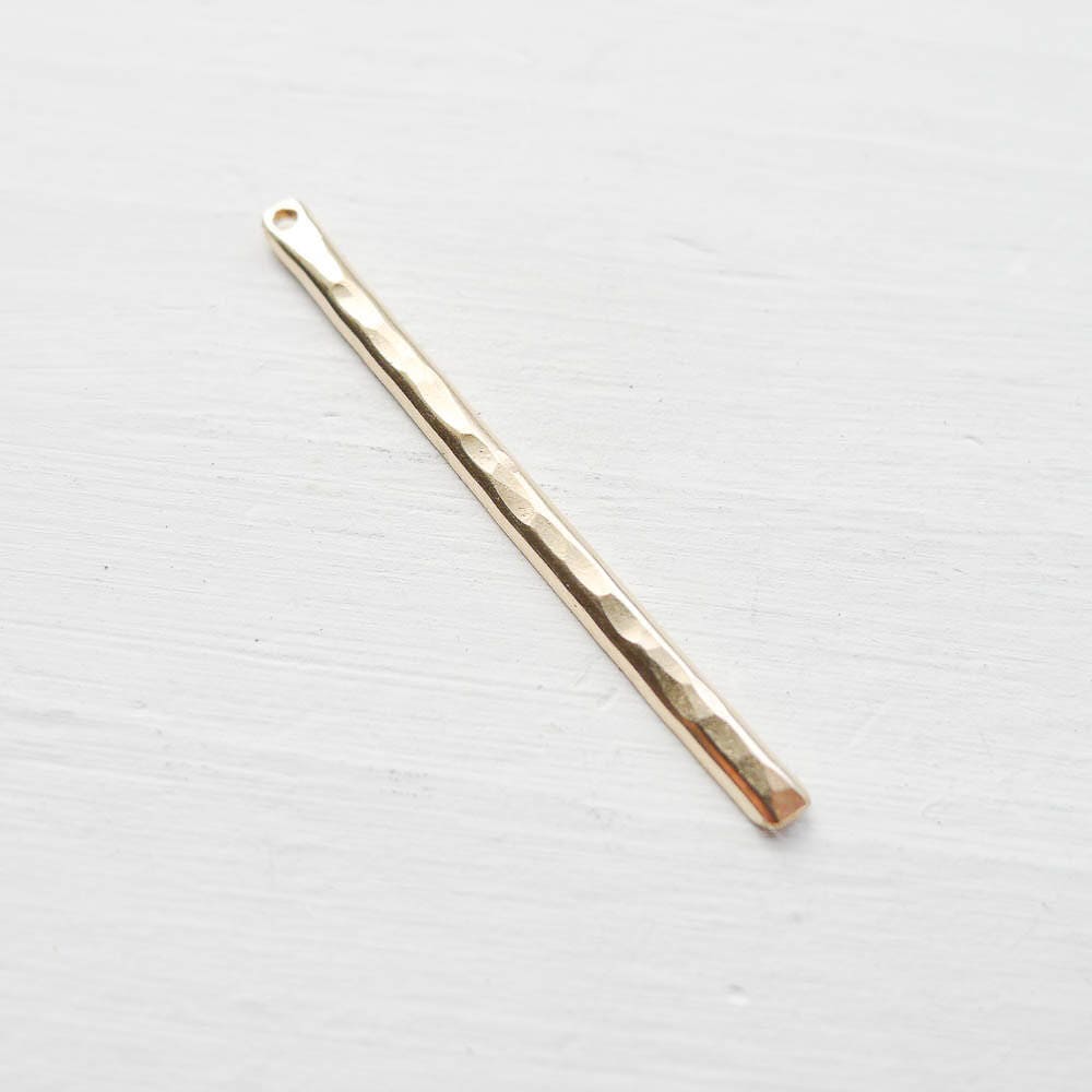 Gold Filled Hammered Sticks Handmade Jewelry Component For Earrings or Necklaces Textured Bar Drop