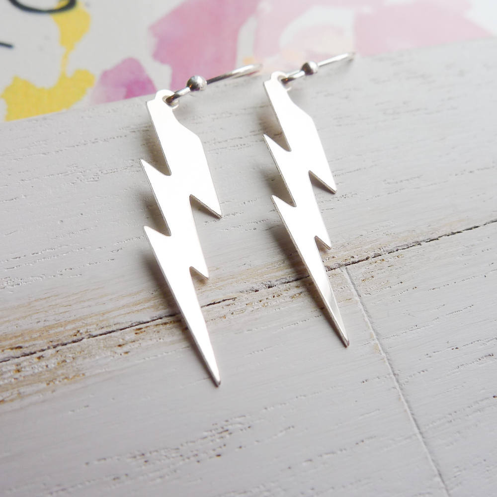 Lightning Dangle Earrings Sterling Silver or Gold Filled