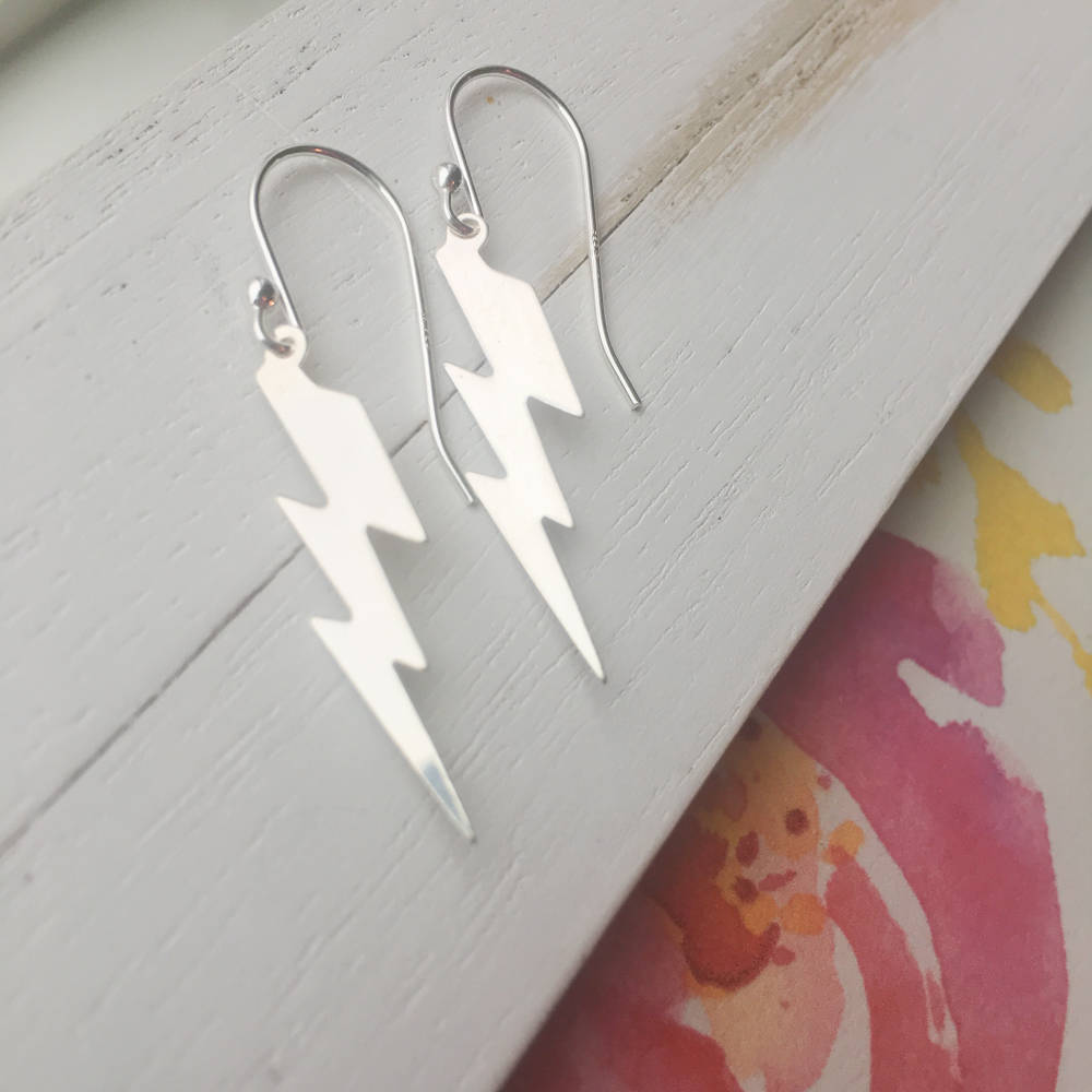 Lightning Dangle Earrings Sterling Silver or Gold Filled