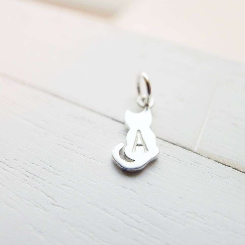 Cat Charm Personalized Sterling Silver